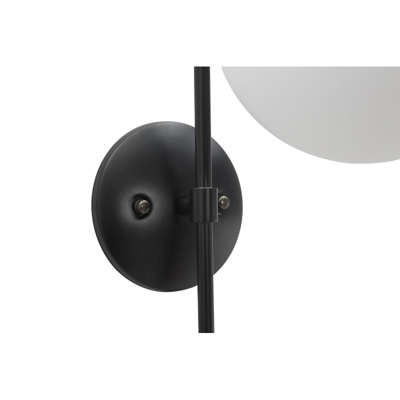 Applique murale moderne chic Boule Hauteur 51 cm Métal Noir Verre Blanc Darky 