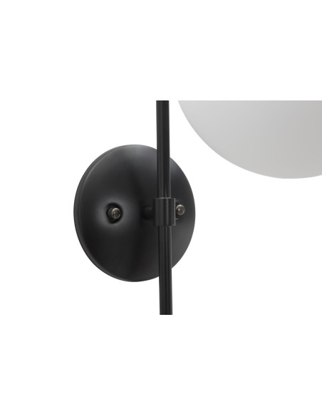 Applique murale moderne chic Boule Hauteur 51 cm Métal Noir Verre Blanc Darky 