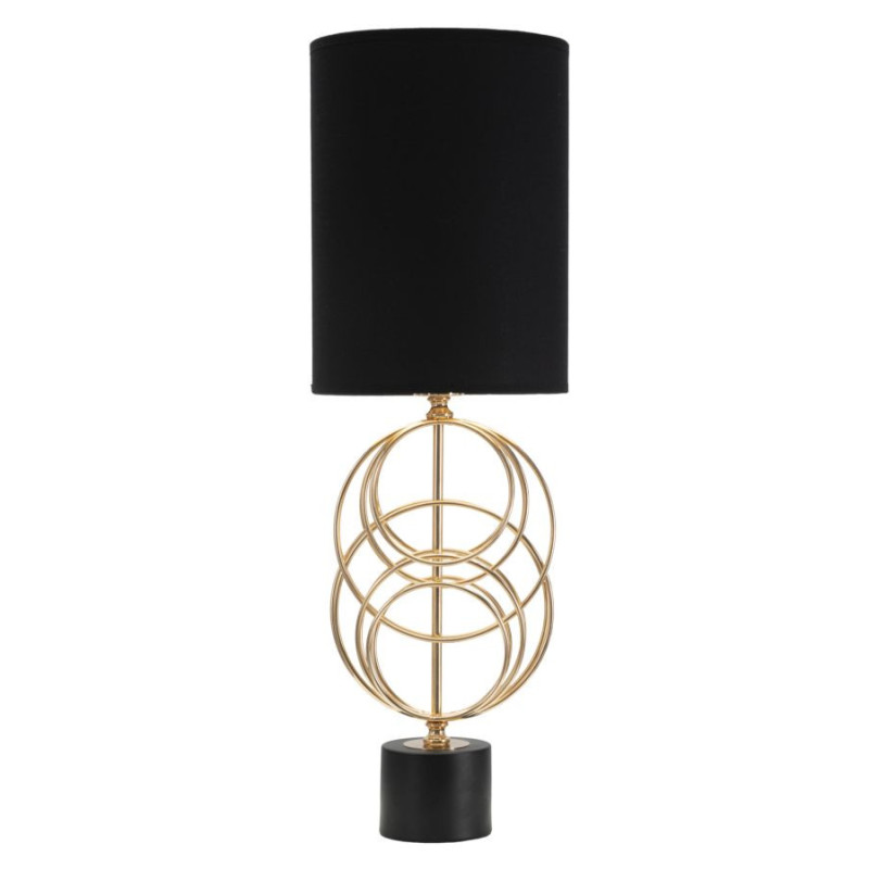 Grande Lampe à poser moderne Cercles Hauteur 65 cm Métal Doré Tissu Noir Circly 