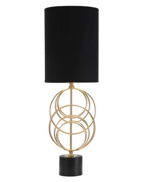 Grande Lampe à poser moderne Cercles Hauteur 65 cm Métal Doré Tissu Noir Circly 