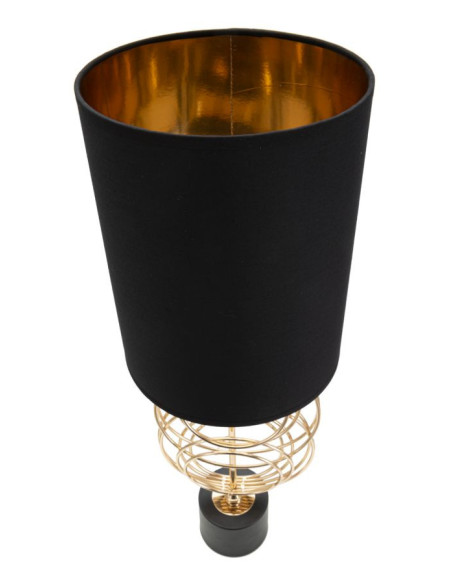 Grande Lampe à poser moderne Cercles Hauteur 65 cm Métal Doré Tissu Noir Circly 