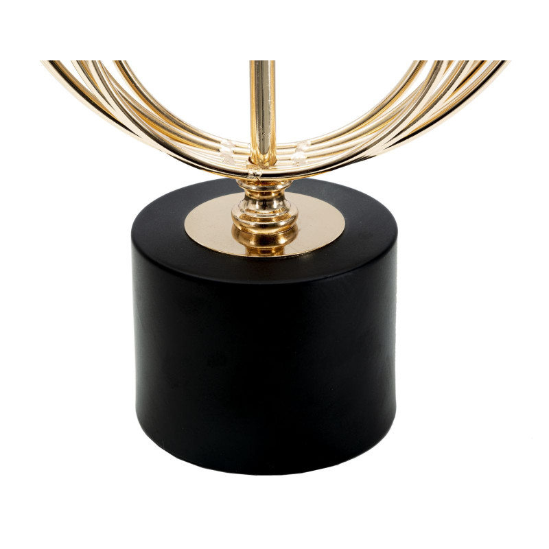 Grande Lampe à poser moderne Cercles Hauteur 65 cm Métal Doré Tissu Noir Circly 