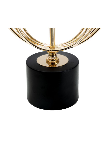 Grande Lampe à poser moderne Cercles Hauteur 65 cm Métal Doré Tissu Noir Circly 