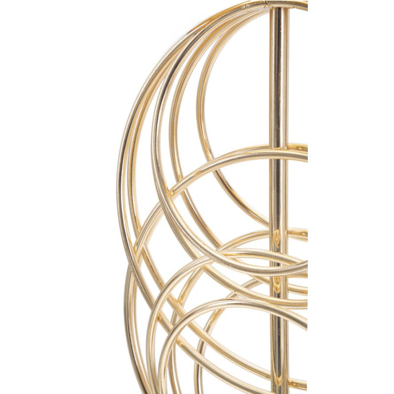 Grande Lampe à poser moderne Cercles Hauteur 65 cm Métal Doré Tissu Noir Circly 