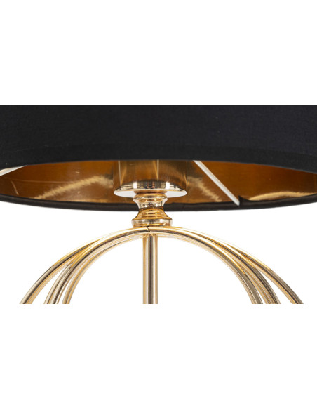 Grande Lampe à poser moderne Cercles Hauteur 65 cm Métal Doré Tissu Noir Circly 