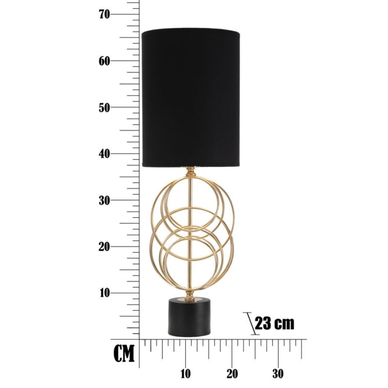 Grande Lampe à poser moderne Cercles Hauteur 65 cm Métal Doré Tissu Noir Circly 