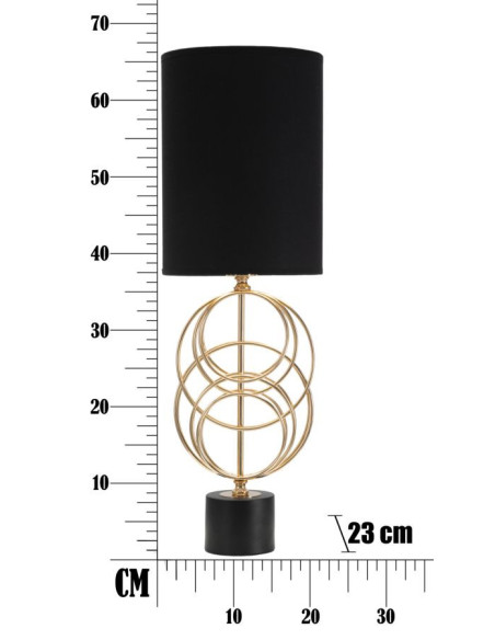 Grande Lampe à poser moderne Cercles Hauteur 65 cm Métal Doré Tissu Noir Circly 