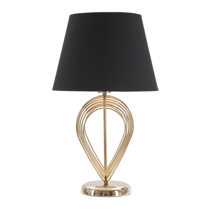 Grande Lampe à poser moderne chic Hauteur 53 cm Métal Doré Tissu Noir Maxt 