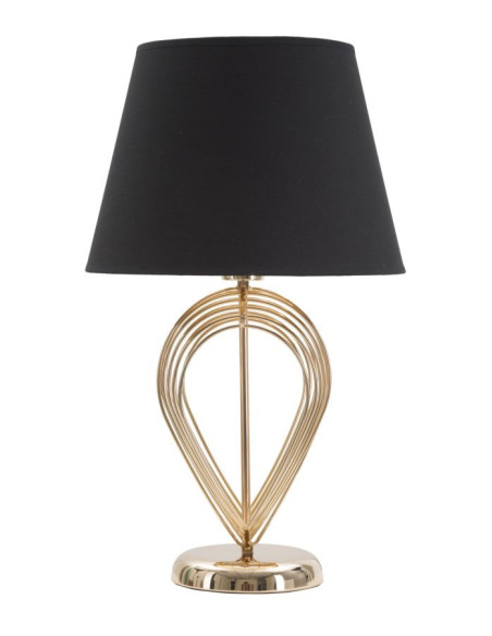 Grande Lampe à poser moderne chic Hauteur 53 cm Métal Doré Tissu Noir Maxt 
