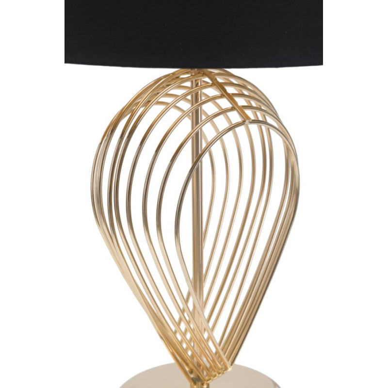 Grande Lampe à poser moderne chic Hauteur 53 cm Métal Doré Tissu Noir Maxt 