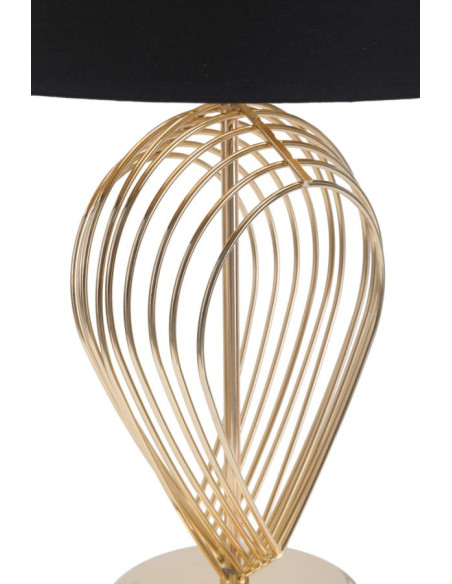 Grande Lampe à poser moderne chic Hauteur 53 cm Métal Doré Tissu Noir Maxt 