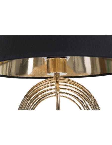 Grande Lampe à poser moderne chic Hauteur 53 cm Métal Doré Tissu Noir Maxt 