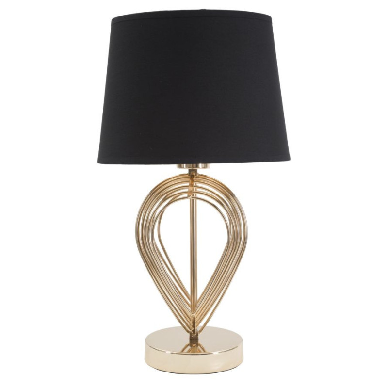 Lampe à poser moderne chic Hauteur 44 cm Métal Doré Tissu Noir Maxt 