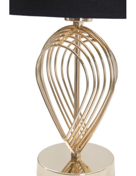 Lampe à poser moderne chic Hauteur 44 cm Métal Doré Tissu Noir Maxt 