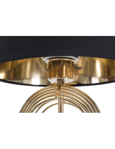 Lampe à poser moderne chic Hauteur 44 cm Métal Doré Tissu Noir Maxt 