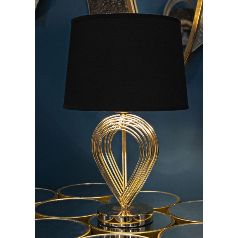 Lampe à poser moderne chic Hauteur 44 cm Métal Doré Tissu Noir Maxt 