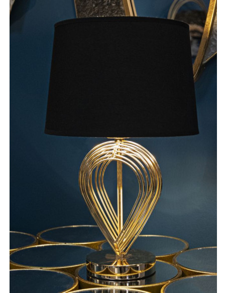 Lampe à poser moderne chic Hauteur 44 cm Métal Doré Tissu Noir Maxt 