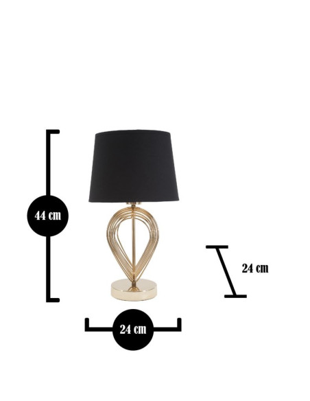 Lampe à poser moderne chic Hauteur 44 cm Métal Doré Tissu Noir Maxt 