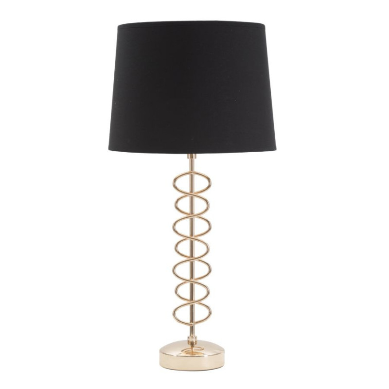 Grande Lampe à poser moderne Spirales Hauteur 61 cm Métal Doré Tissu Noir Spirali 