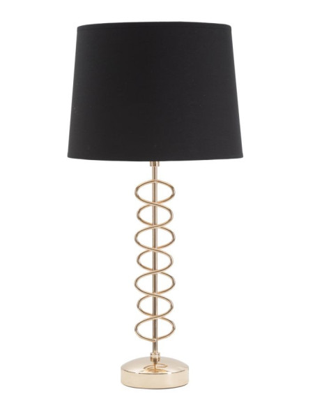 Grande Lampe à poser moderne Spirales Hauteur 61 cm Métal Doré Tissu Noir Spirali 