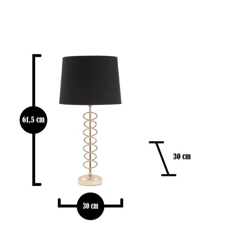 Grande Lampe à poser moderne Spirales Hauteur 61 cm Métal Doré Tissu Noir Spirali 