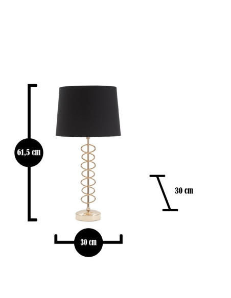 Grande Lampe à poser moderne Spirales Hauteur 61 cm Métal Doré Tissu Noir Spirali 