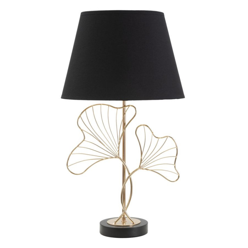 Grande Lampe à poser moderne Feuilles ginkgo Hauteur 60 cm Métal Doré Tissu Noir Leaves 