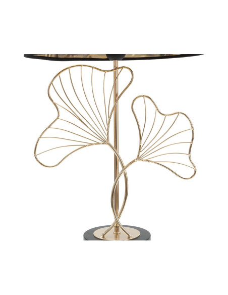 Grande Lampe à poser moderne Feuilles ginkgo Hauteur 60 cm Métal Doré Tissu Noir Leaves 