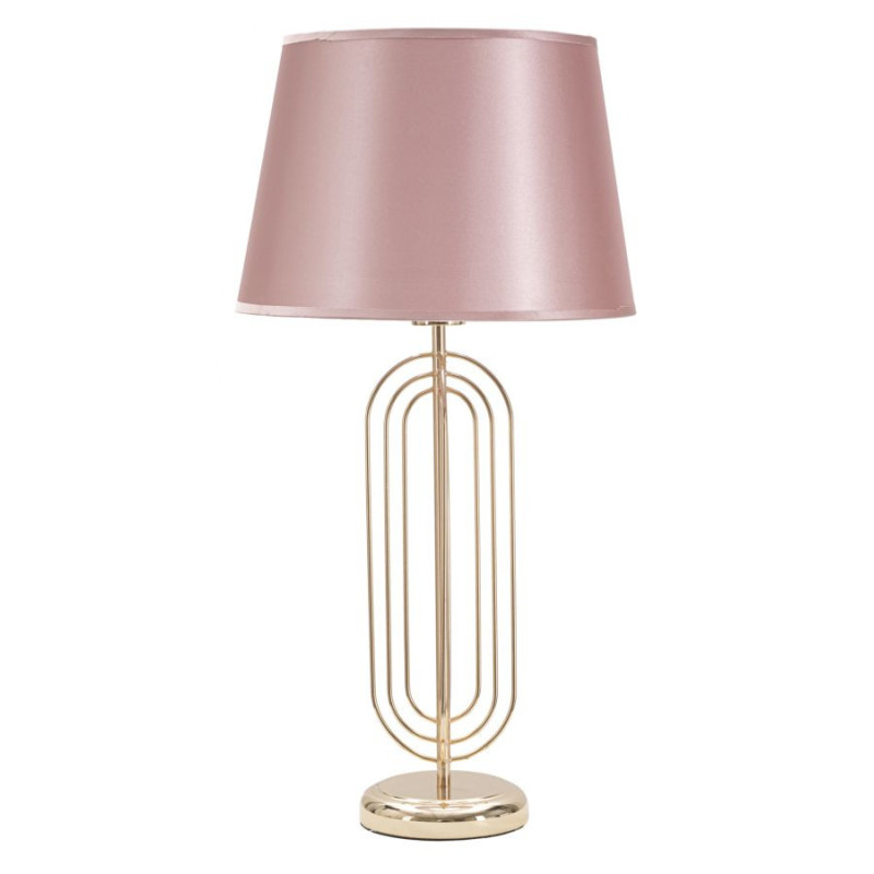 Grande Lampe à poser moderne chic Hauteur 64 cm Métal Doré Tissu Rose Krista 