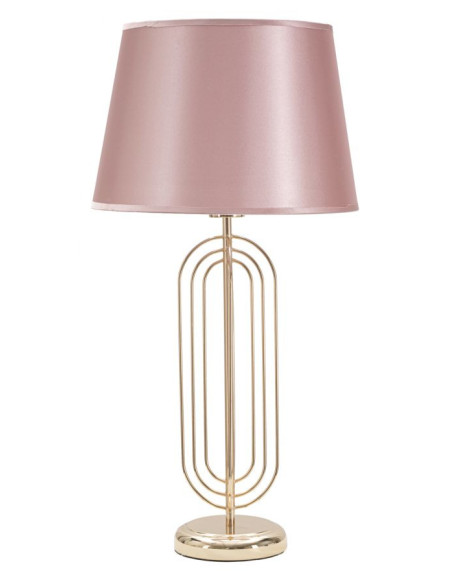 Grande Lampe à poser moderne chic Hauteur 64 cm Métal Doré Tissu Rose Krista 