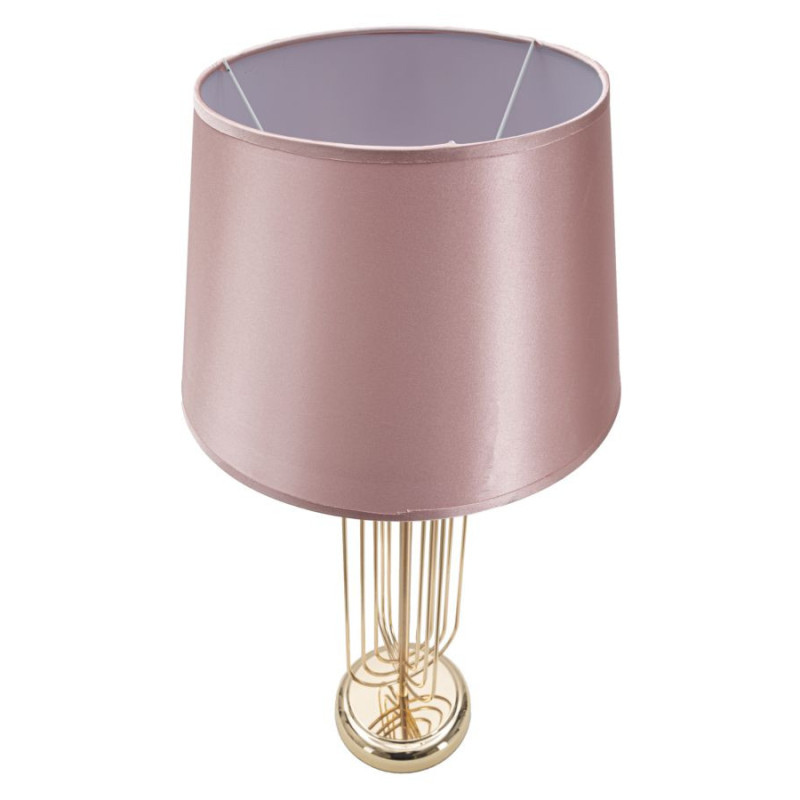 Grande Lampe à poser moderne chic Hauteur 64 cm Métal Doré Tissu Rose Krista 