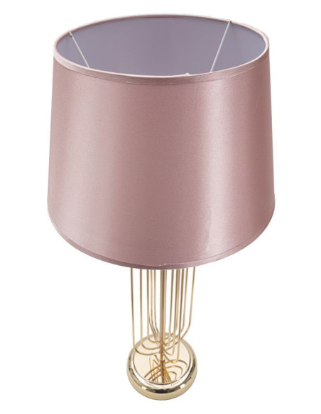 Grande Lampe à poser moderne chic Hauteur 64 cm Métal Doré Tissu Rose Krista 