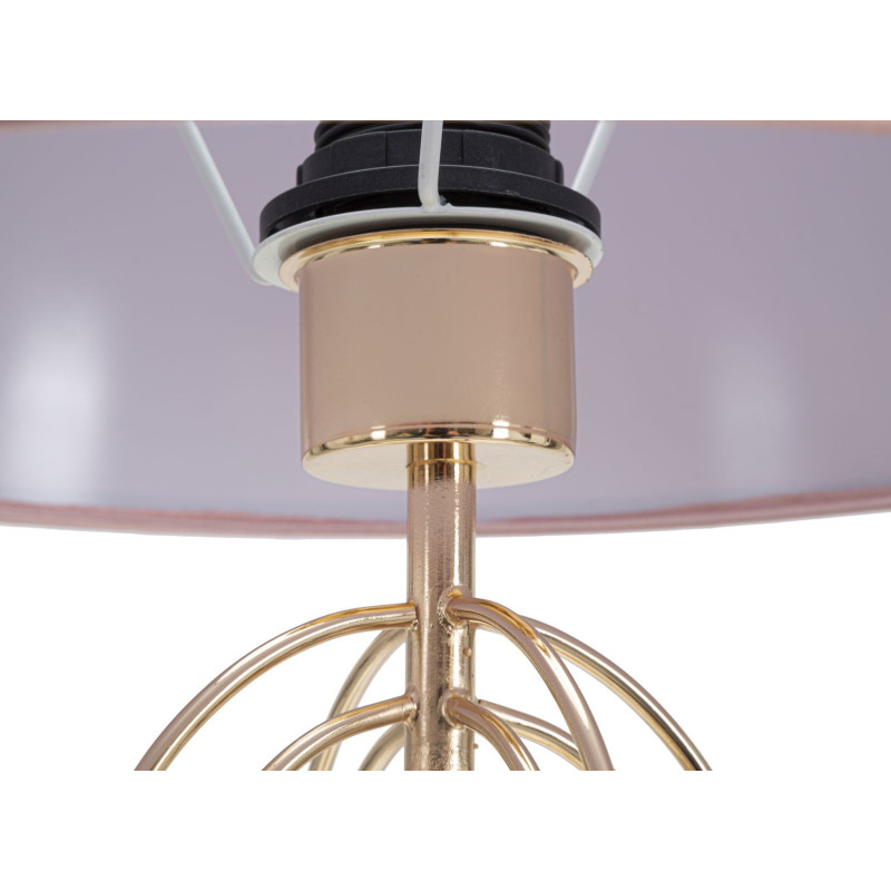 Grande Lampe à poser moderne chic Hauteur 64 cm Métal Doré Tissu Rose Krista 