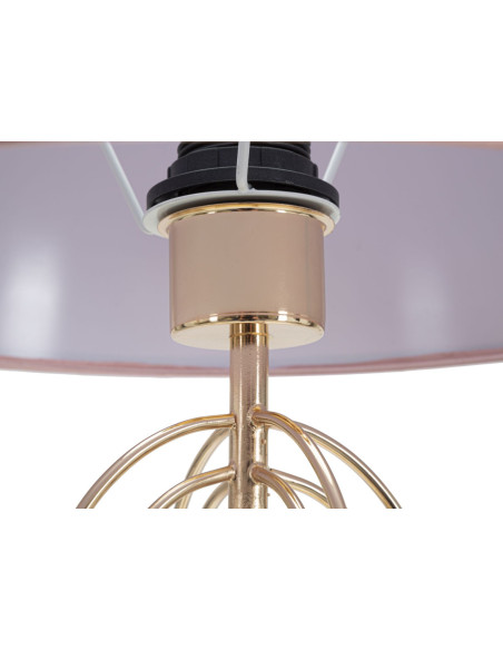 Grande Lampe à poser moderne chic Hauteur 64 cm Métal Doré Tissu Rose Krista 