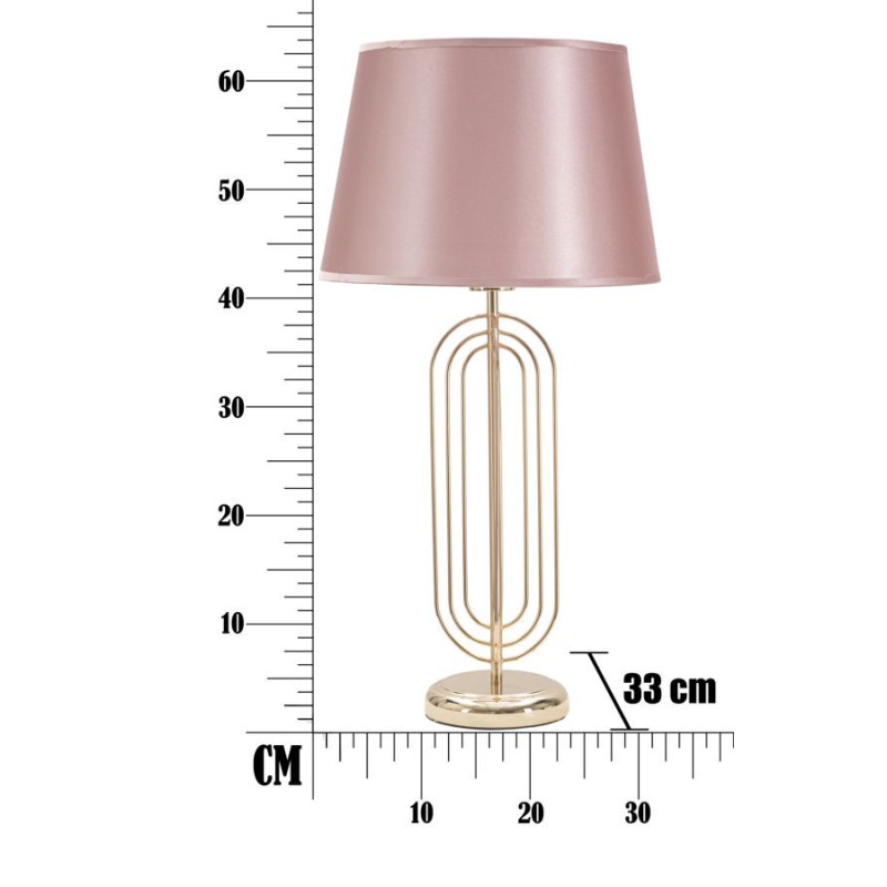 Grande Lampe à poser moderne chic Hauteur 64 cm Métal Doré Tissu Rose Krista 