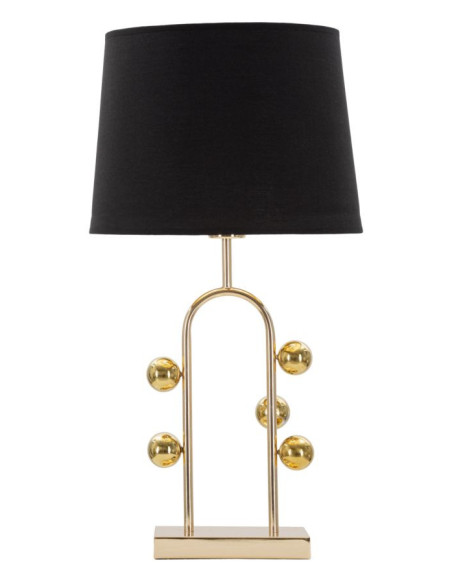 Grande Lampe à poser moderne Boules Hauteur 61 cm Métal Doré Tissu Noir Bubble 