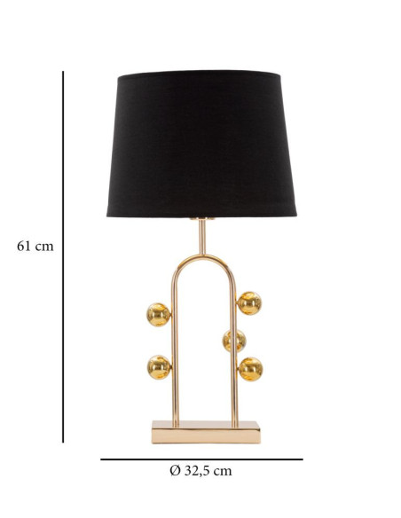 Grande Lampe à poser moderne Boules Hauteur 61 cm Métal Doré Tissu Noir Bubble 
