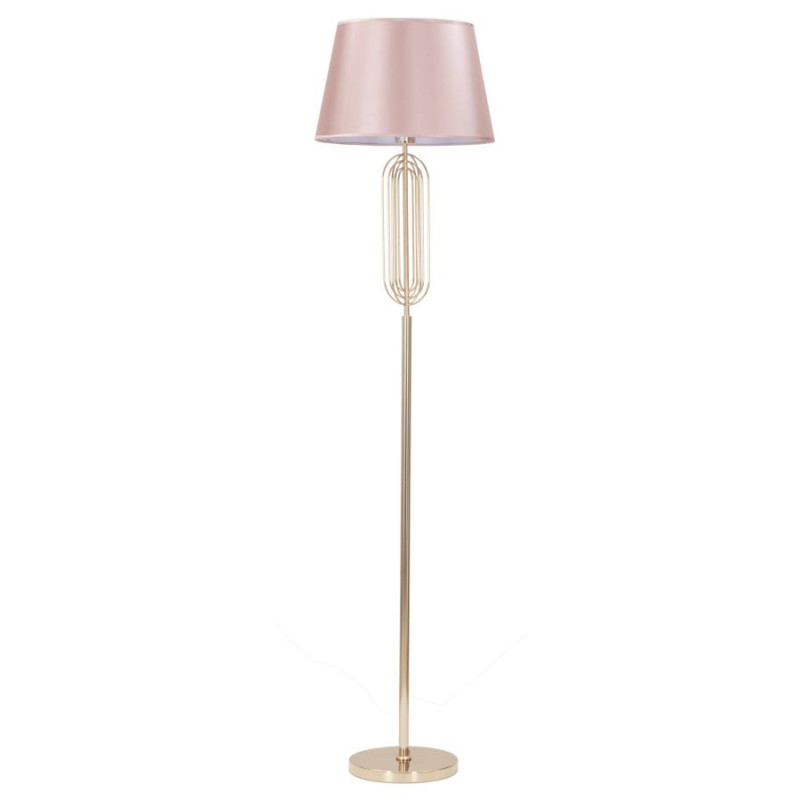 Grand Lampadaire sur pied moderne chic Hauteur 168 cm Métal Doré Tissu Rose Krista 