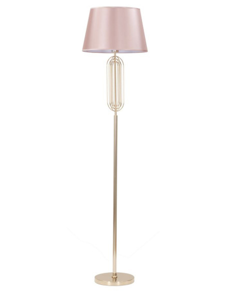 Grand Lampadaire sur pied moderne chic Hauteur 168 cm Métal Doré Tissu Rose Krista 