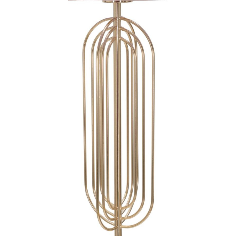 Grand Lampadaire sur pied moderne chic Hauteur 168 cm Métal Doré Tissu Rose Krista 