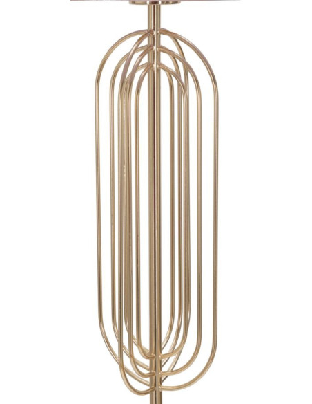 Grand Lampadaire sur pied moderne chic Hauteur 168 cm Métal Doré Tissu Rose Krista 