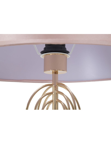 Grand Lampadaire sur pied moderne chic Hauteur 168 cm Métal Doré Tissu Rose Krista 