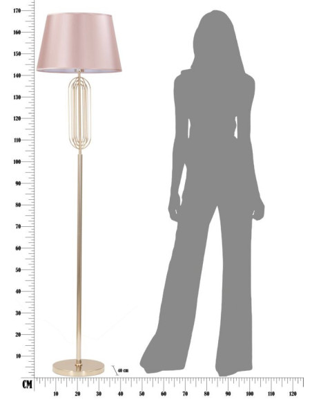 Grand Lampadaire sur pied moderne chic Hauteur 168 cm Métal Doré Tissu Rose Krista 