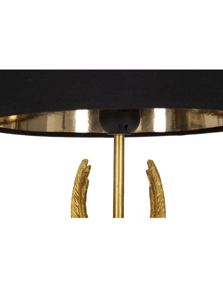 Lampe à poser moderne Ailes d'ange Hauteur 45 cm Résine Métal Doré Tissu Noir Wings 