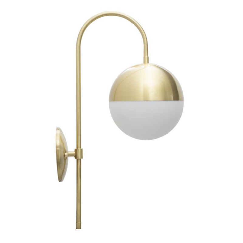Applique murale moderne chic Boule Hauteur 51 cm Métal Doré Verre Blanc Glamy 