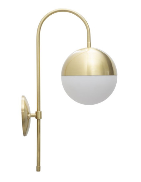 Applique murale moderne chic Boule Hauteur 51 cm Métal Doré Verre Blanc Glamy 