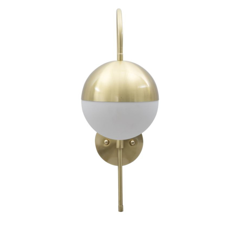 Applique murale moderne chic Boule Hauteur 51 cm Métal Doré Verre Blanc Glamy 