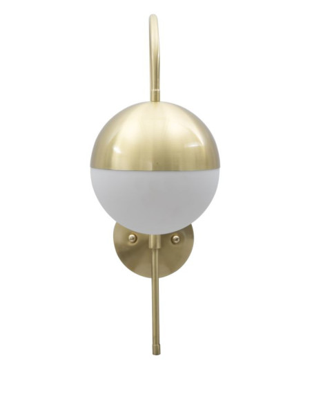 Applique murale moderne chic Boule Hauteur 51 cm Métal Doré Verre Blanc Glamy 