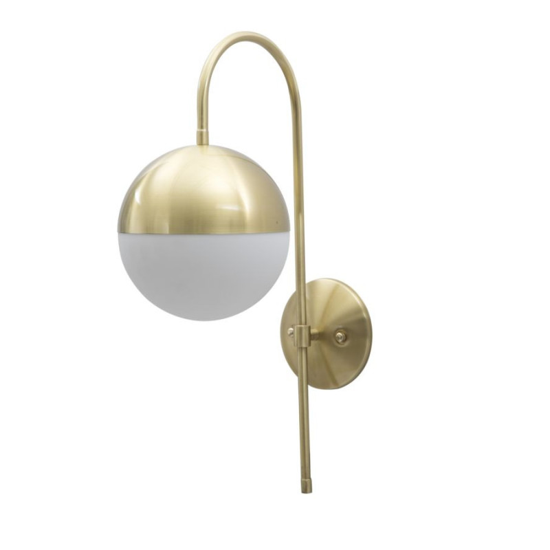 Applique murale moderne chic Boule Hauteur 51 cm Métal Doré Verre Blanc Glamy 