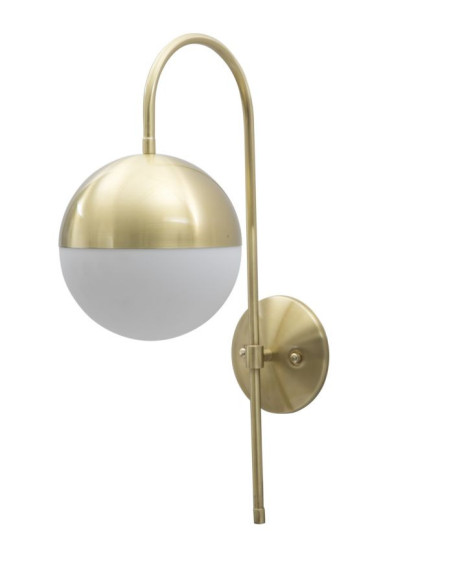 Applique murale moderne chic Boule Hauteur 51 cm Métal Doré Verre Blanc Glamy 